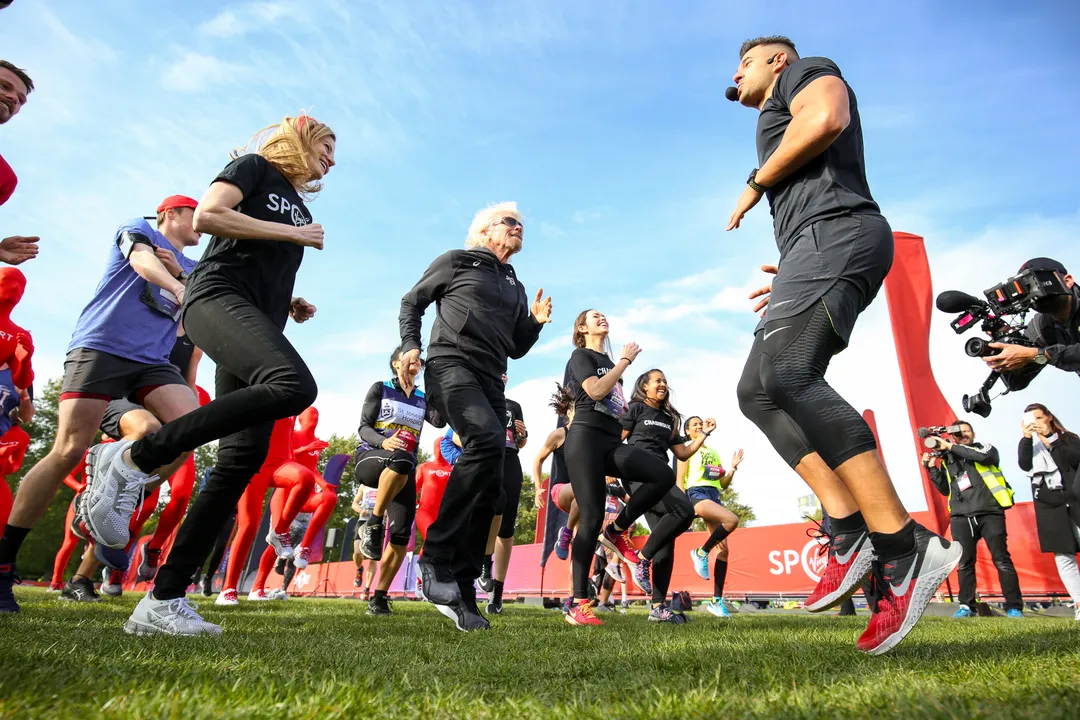 And they’re off! Sir Richard Branson welcomes crowds to inaugural Virgin Sport Festival of Fitness